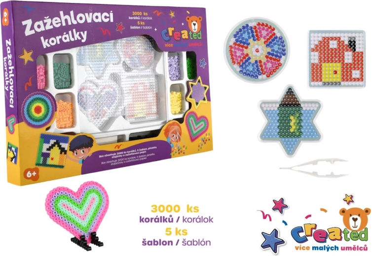 Zažehljive perlice Created – kreativni set 3000 kosov + 4 podlage in dodatki