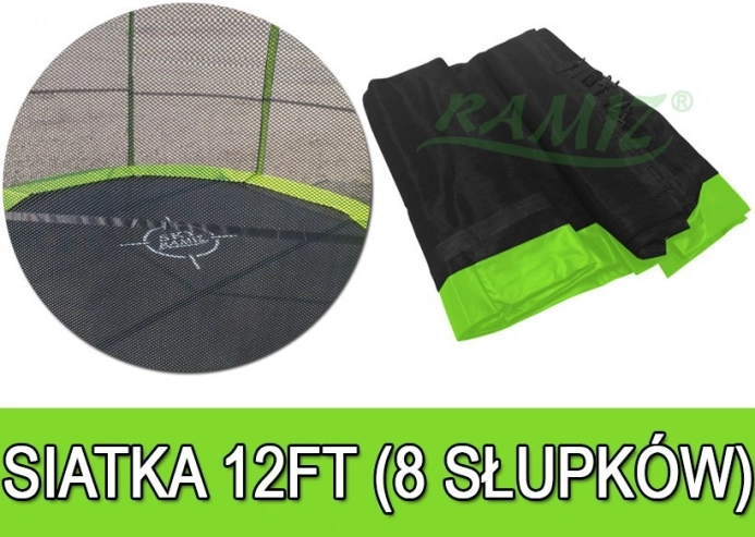 Zaščitna mreža SkyRamiz zelena za vrtno trampolin 366cm 8 tunelov za nosilce