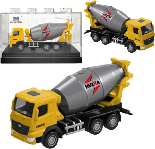 Kolekcijski model betonskega mešalca Huina rumen 1:80