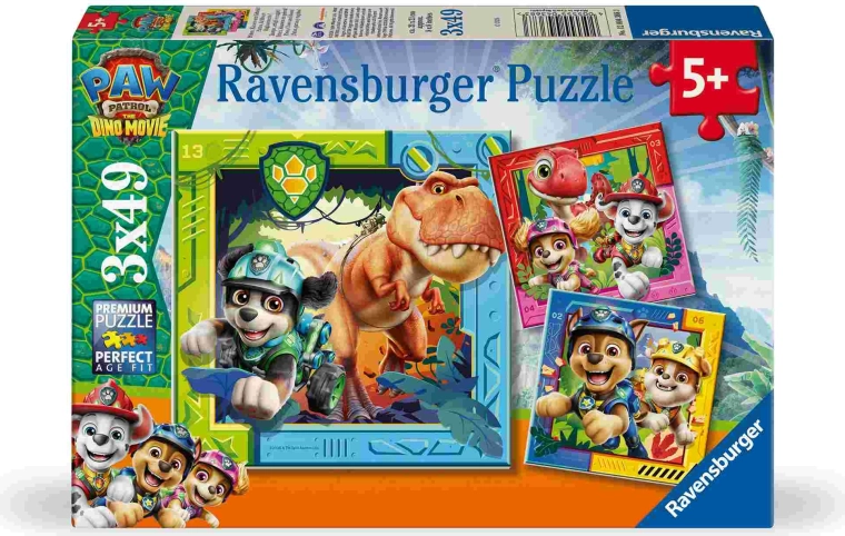 Ravensburger sestavljanka Tačke na patrulji: film o dinozavrih 3×49 kosov