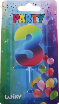 Párty sveča številka tri Mavrica