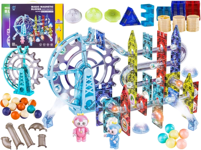 Light-Up Magnetic Blocks – Marble Run 120 Pieces