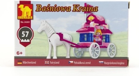 Stavebnica Dromader – pravljična kočija z belim konjem, 57 delov
