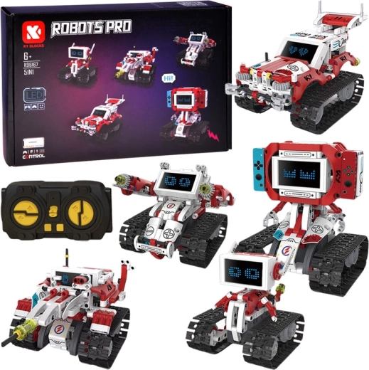 Robots Pro komplet za sestavljanje robotov 5v1 z daljinskim upravljalnikom in LED-zaslonom