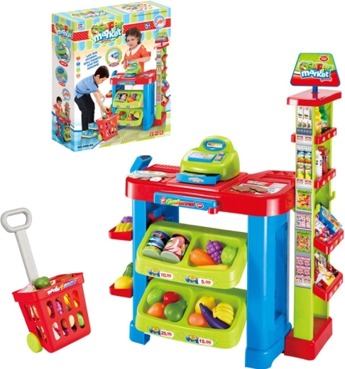 Otroški supermarket s skenerjem in nakupovalnim vozičkom