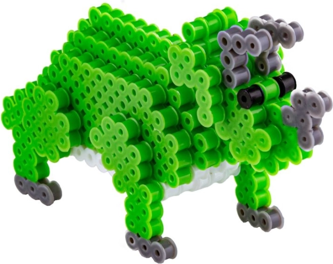 3D triceratops dinosaur made of beads