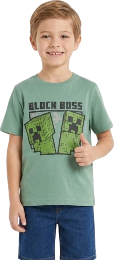 Otroška majica Minecraft creeper zelena