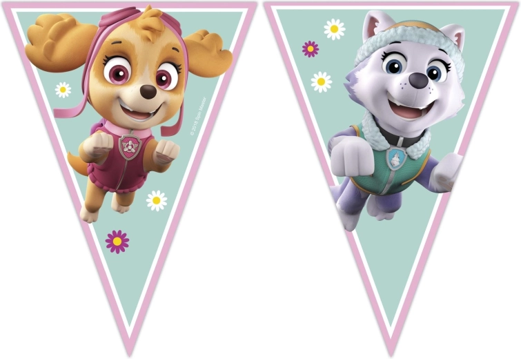 Paw Patrol girlanda z zastavicama Skye in Everest (9 zastavic) - 1 kos