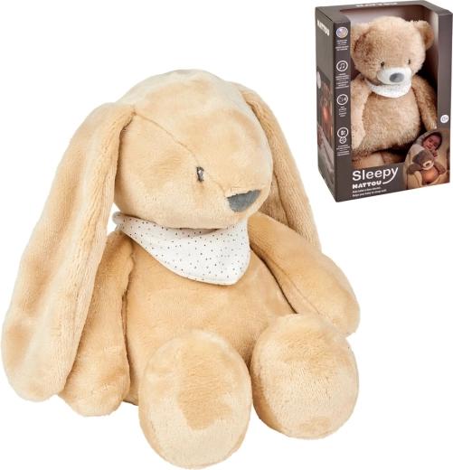 NATTOU plišasti uspavalček z lučko in senzorjem joka Sleepy Bunny pale brown