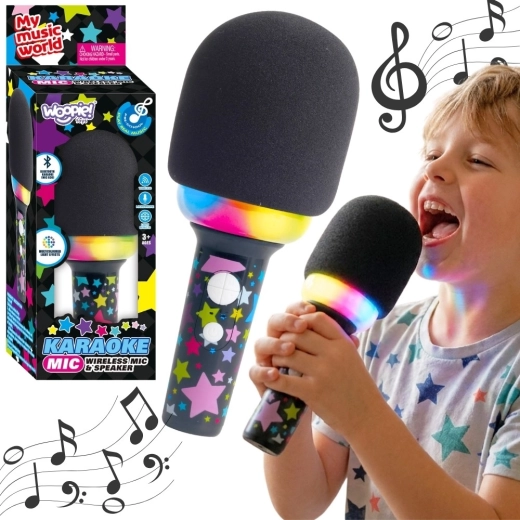 Brezžični karaoke mikrofon Woopie z zvočnikom, črn, Bluetooth