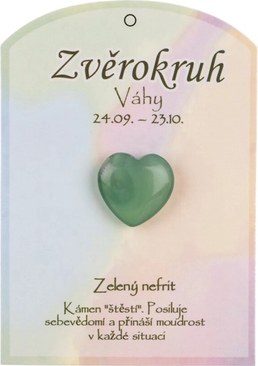 Zeleni nefrit v obliki srca za znamenje Tehtnice