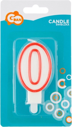 Number Candle 0 with Red Outline 7 cm