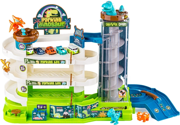 Multi-level garage with track and lift