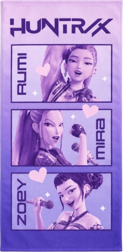 Otroška hitro sušeča brisača K-Pop Demon Hunters Huntrix 70 × 140 cm, vijolična