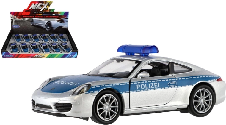 WELLY policijski Porsche 911 Carrera S s pogonom na vzvratno navijanje