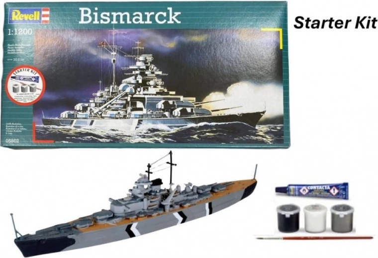 Revell starter kit bismarck 1:1200 – začetni komplet modela bojne ladje