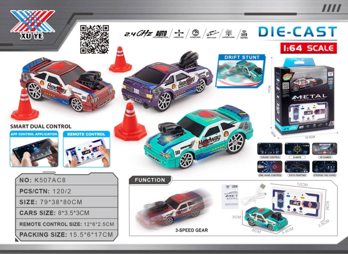 Drift RC avto 1:64 Headway z dodatki