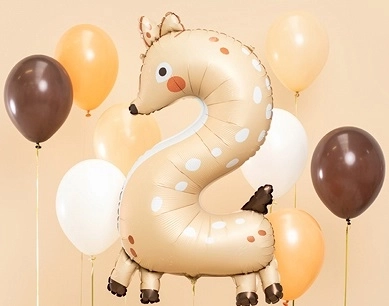 Jelen folijski balon s številko 2 - 65 x 102 cm