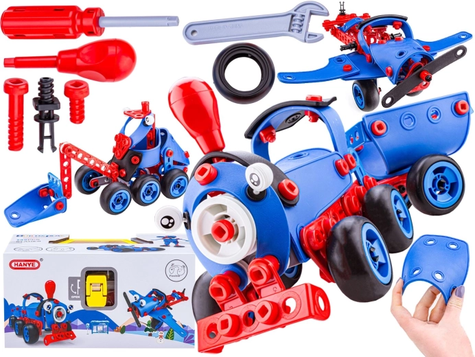 Elastic construction building set 6-in-1 (142 pieces) – machines and vehicles