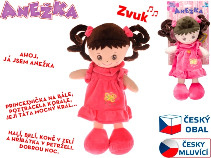 Govorijoča in pojoča plišasta punčka Anežka 36 cm