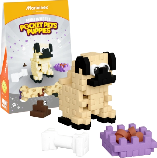 Konstrukcijski set Mini Waffle Pocket Pets – mladiček mops od Marioinex