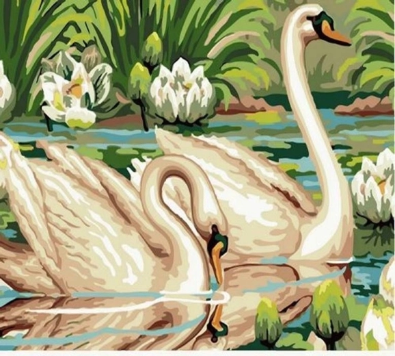Norimpex slikanje po številkah Labodi na ribniku 40 × 50 cm
