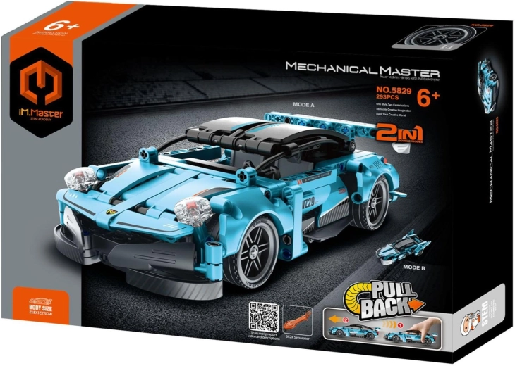 iM.Master 2-in-1 Sports Car Building Set with Pull-Back Drive, 293 Pieces