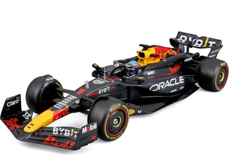 Model Bburago F1 Oracle Red Bull Racing RB20 2024 Max Verstappen 1:24 v akrilni škatli