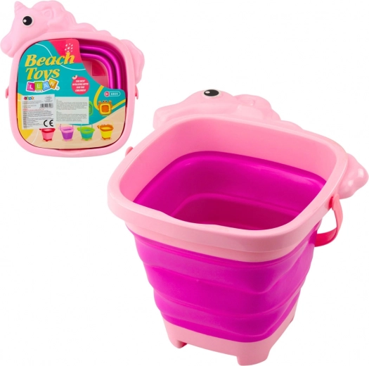 Zložljivo silikonsko vedro Samorog – rožnato