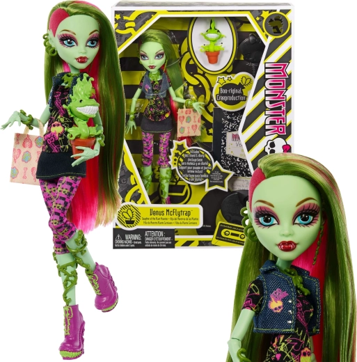 Monster High Venus McFlytrap punčka 26 cm Creeproduction z dodatki in ljubljenčkom