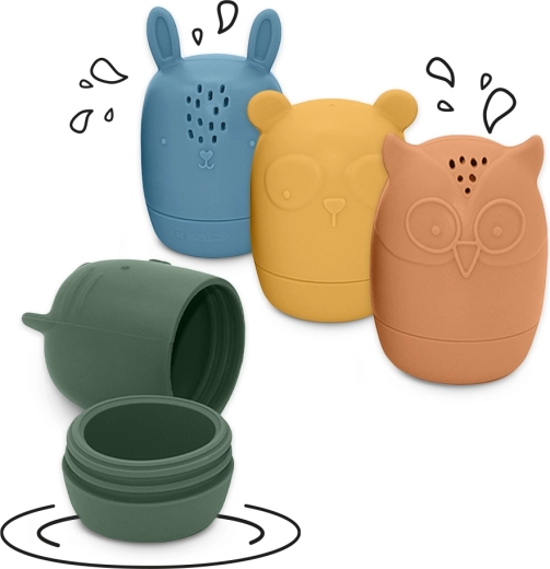 Silikonske vodne igrače Petite&Mars Amigos, 4 kosi, 6m+