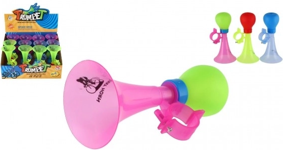 Bicycle horn with trumpet 14 cm – plastic, assorted colors