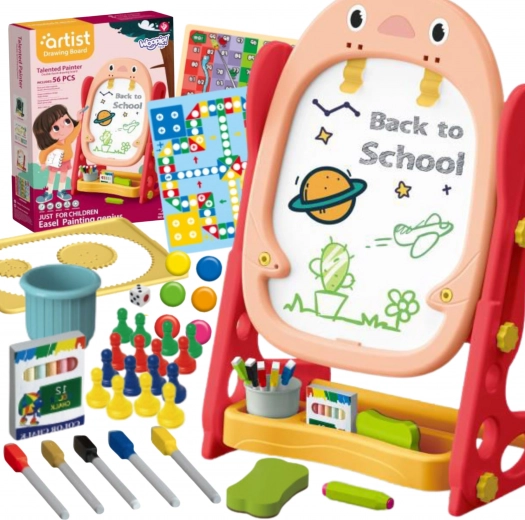 Woopie dvostranska magnetna tabla za risanje in učenje črk in števil, 56 delov