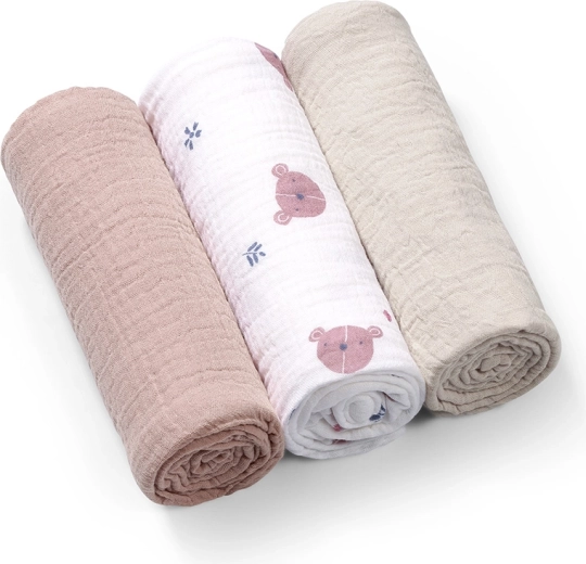 Babyono muslinske plenice Super Soft 3 kosi sive 70 × 70 cm