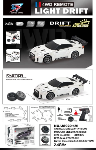 R/C drift avto 1:20 z lučmi, bel