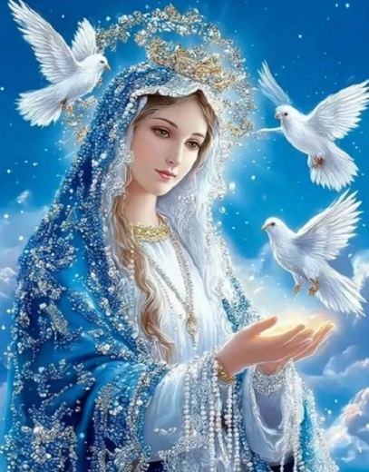 Norimpex diamond painting Mary, Queen with Doves 30 × 40 cm - 1 piece