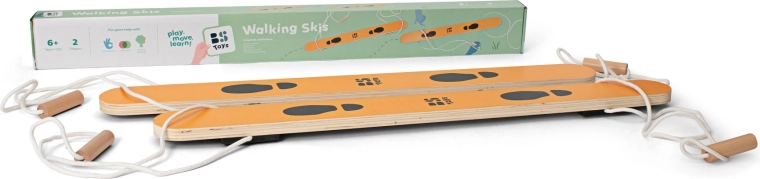 Wooden team skis for 2 children