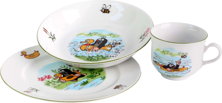 Otroški porcelanasti jedilni set THUN Krtek 3 kosi – mešanica motivov