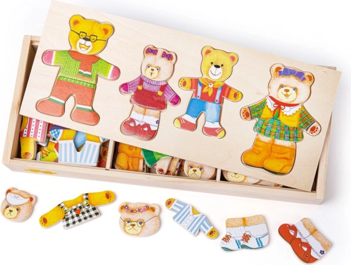 Bigjigs Toys oblačilni puzzle Medvedja družinica
