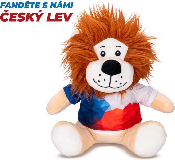 Plush lion 25 cm, sitting, in a T-shirt