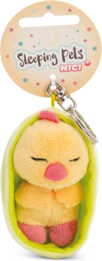 Plišasta obesek za ključe NICI Sleeping Pets speče piščetko v zelenem etuiju 12 cm