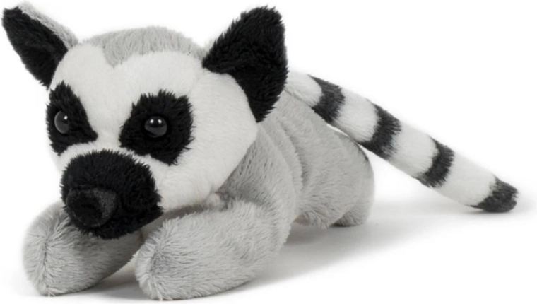 Plišasti obročasti lemur v ležečem položaju, 18 cm