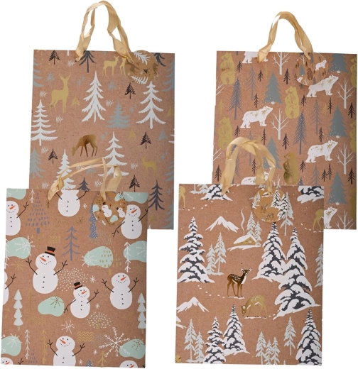 Božična darilna vrečka z reliefnim vzorcem 26 × 10 × 32 cm (mešanica motivov)