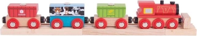 Leseni vlak s tovornimi vagoni Bigjigs Rail