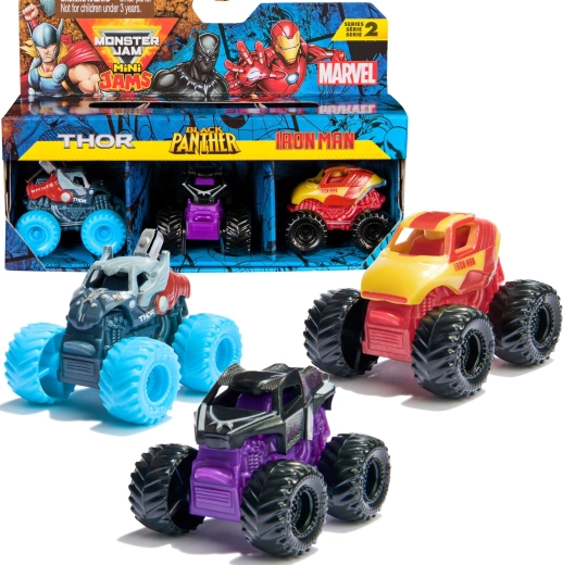 Monster Jam Mini Jams Marvel Thor, Black Panther in Iron Man – 3 kosi