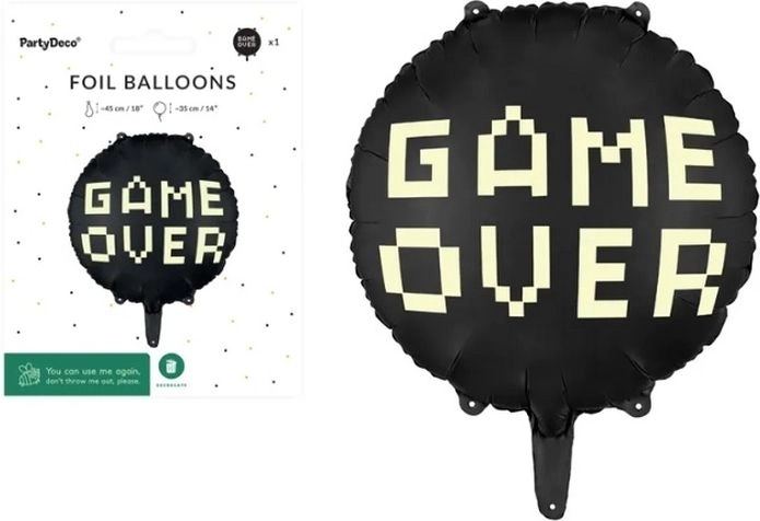 Folijski balon Game over črn 45 cm