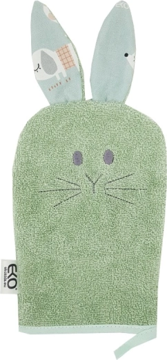 EKO bombažna krpica z ušeski bunny olive green 20 × 15 cm
