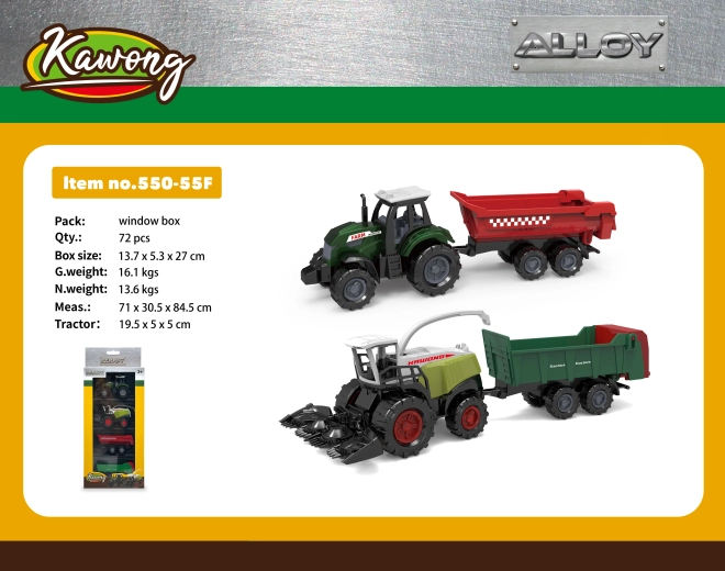 Traktor in kombajn s prikolicami kovina/plastika 19,5 cm