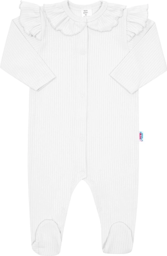 Dojenčkov bombažni pajac New Baby Stripes, bel, 74 (6–9 mesecev)