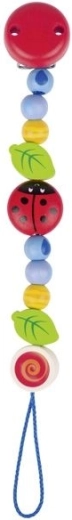 Wooden pacifier clip cord with ladybug